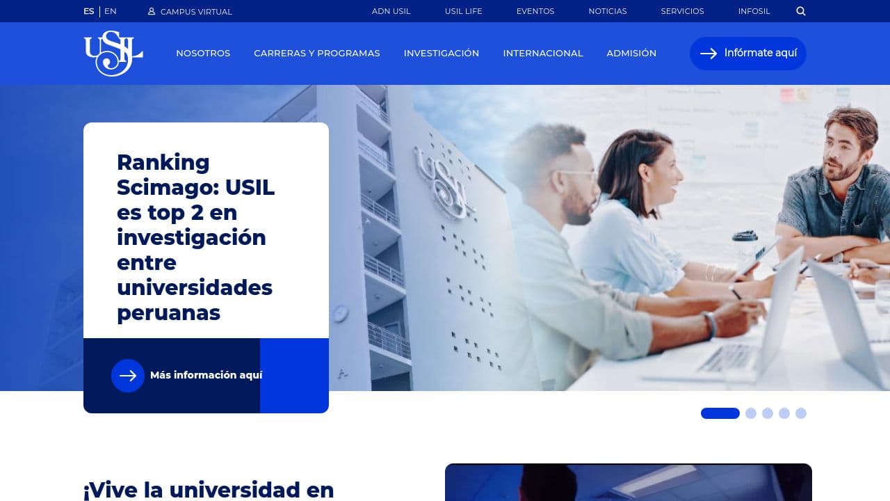 Universidad San Ignacio de Loyola website screenshot