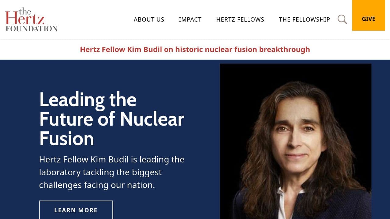 Fannie and John Hertz Foundation website screenshot