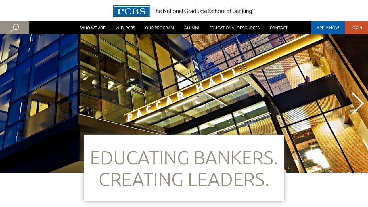 Pacific Coast Banking School website screenshot