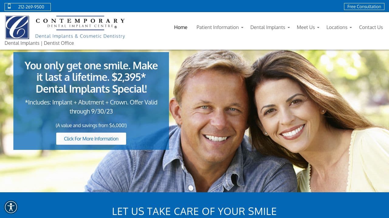 Contemporary Dental Implant Centre website screenshot