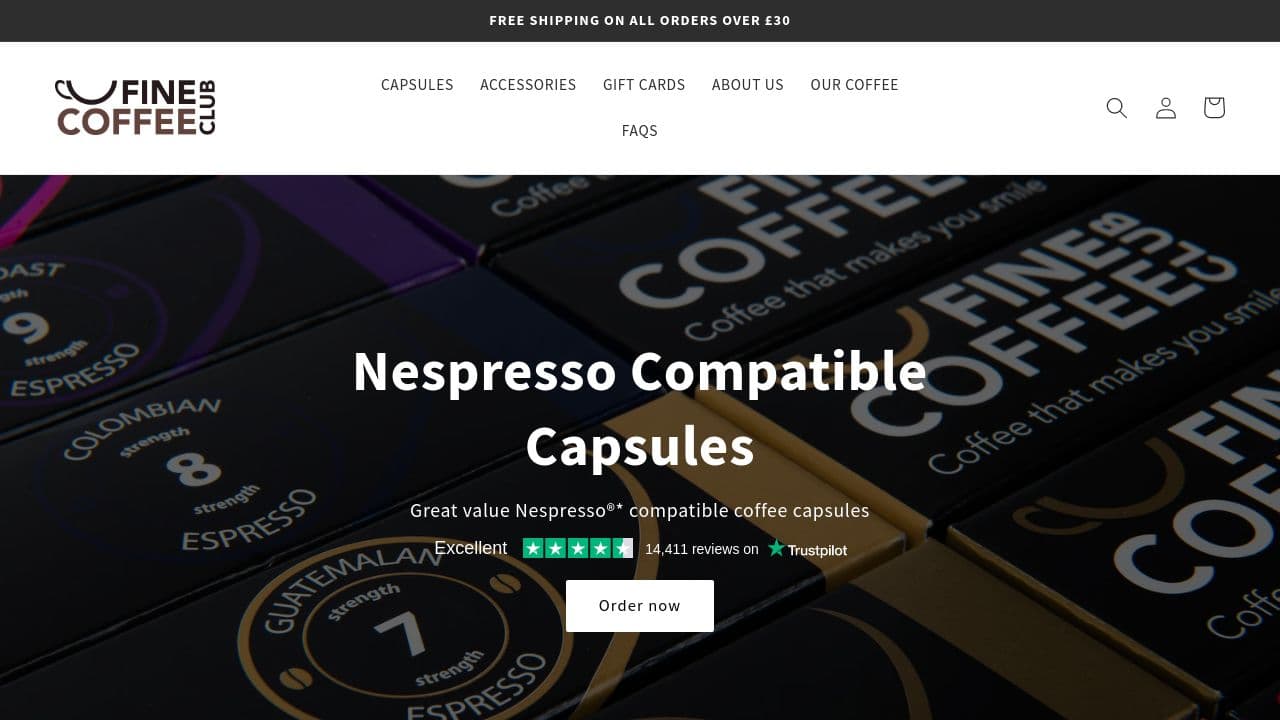 Fine Coffee Club website screenshot
