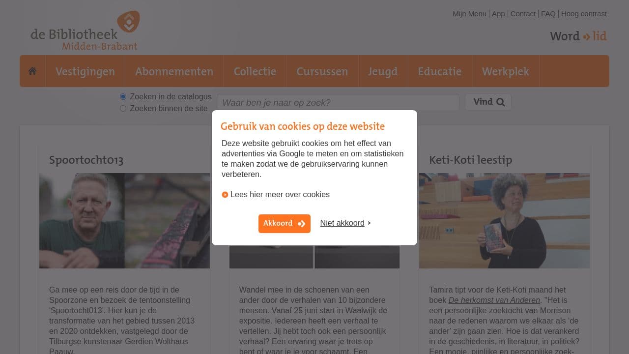 de Bibliotheek Midden-Brabant website screenshot