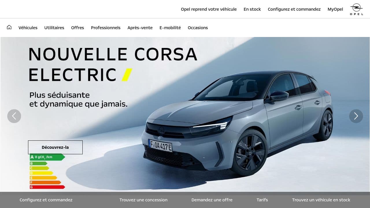 Opel France website screenshot