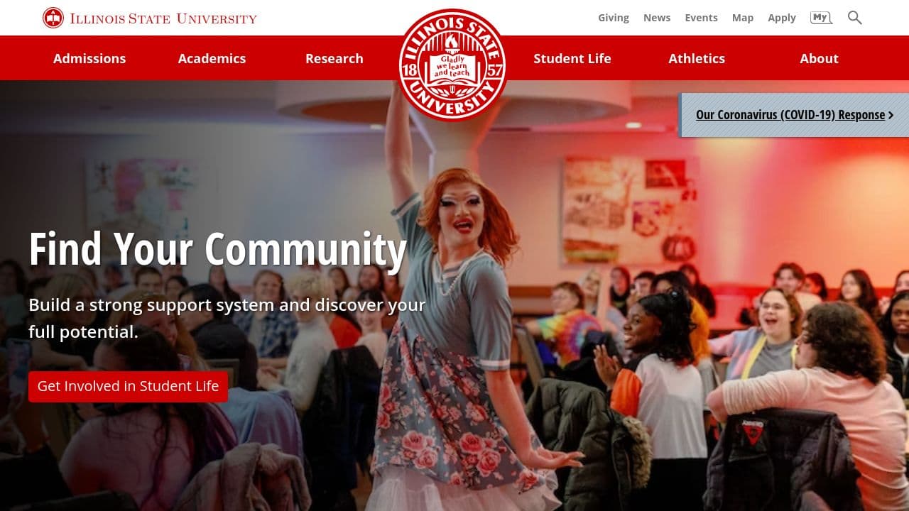 Illinois State University website screenshot