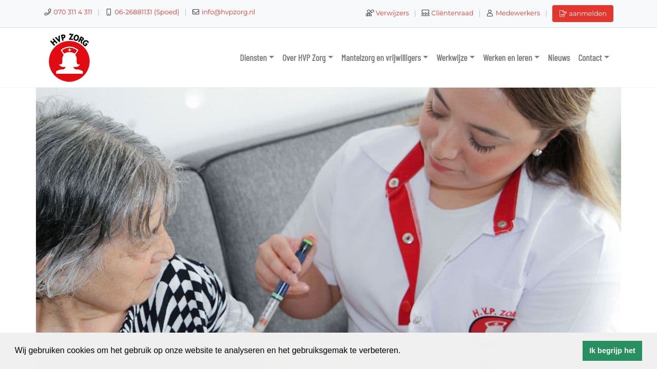 HVP Zorg website screenshot