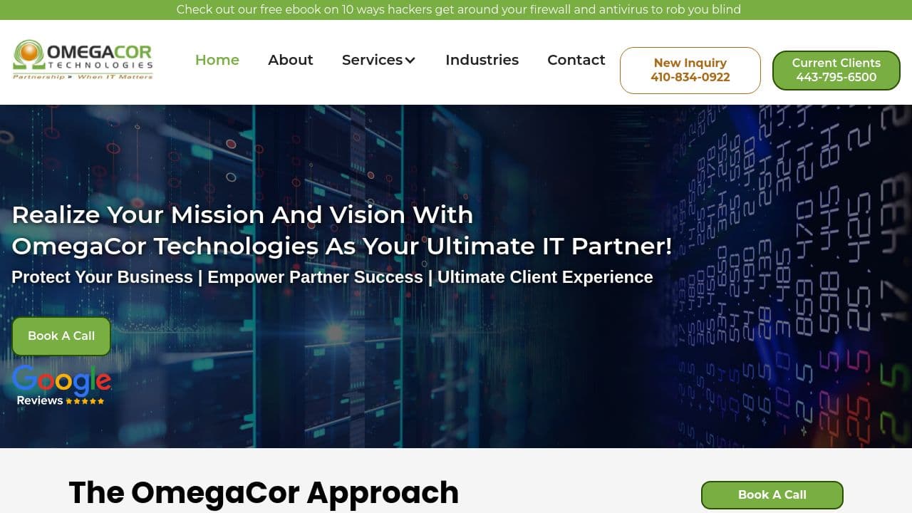 Baltimore IT Support | Baltimore IT Services | OmegaCor Technologies website screenshot