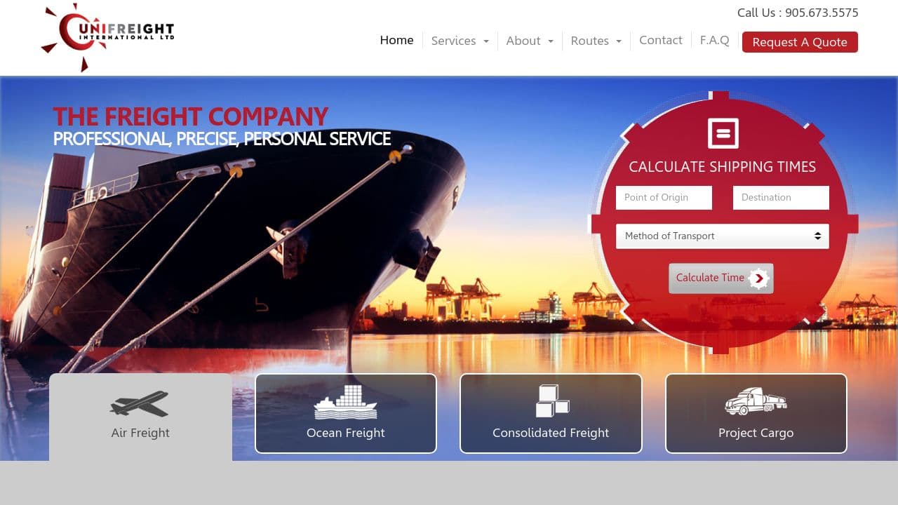 Unifreight International Ltd website screenshot
