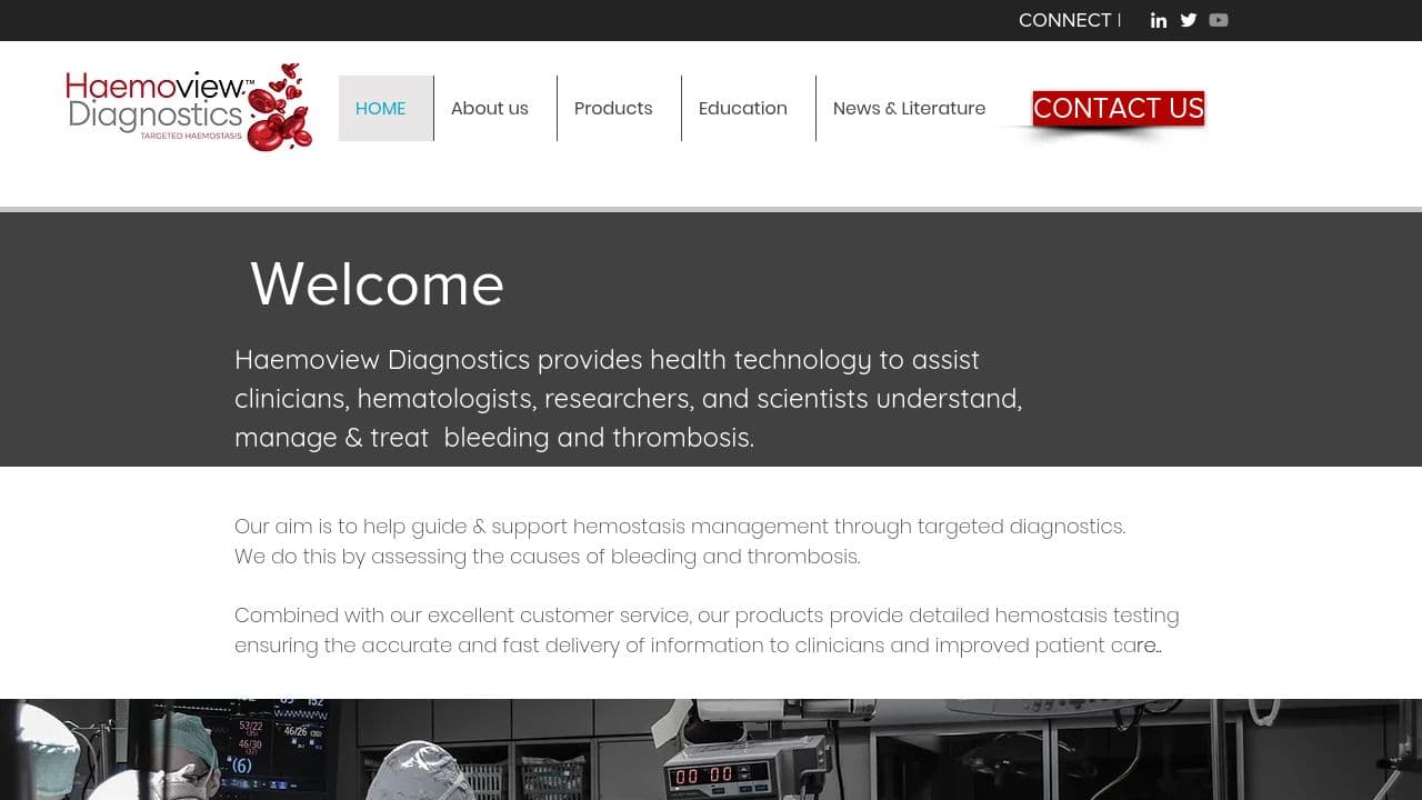 Haemoview Diagnostics  website screenshot