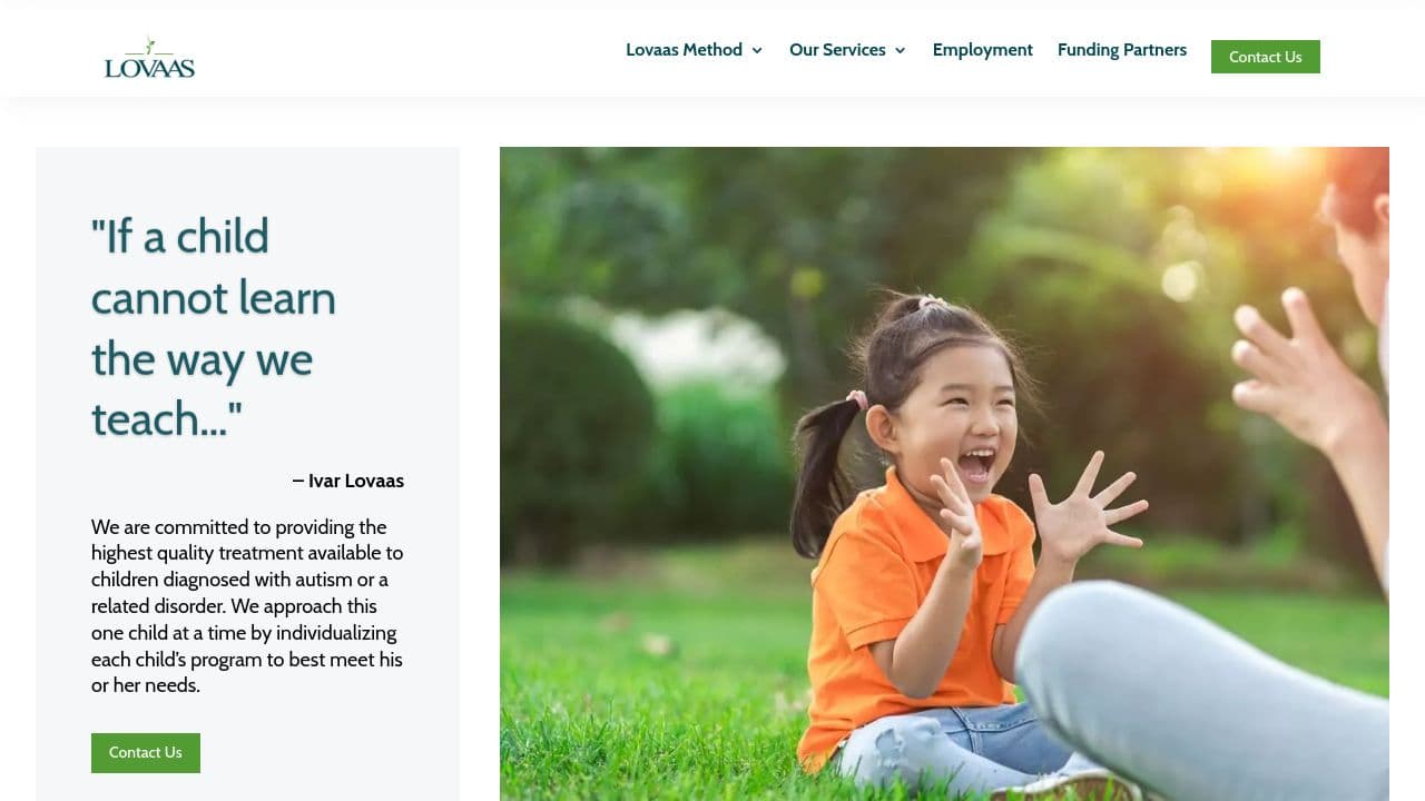 Lovaas Institute website screenshot