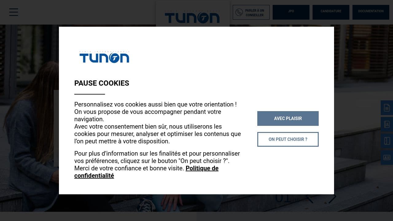 Ecole Internationale Tunon website screenshot