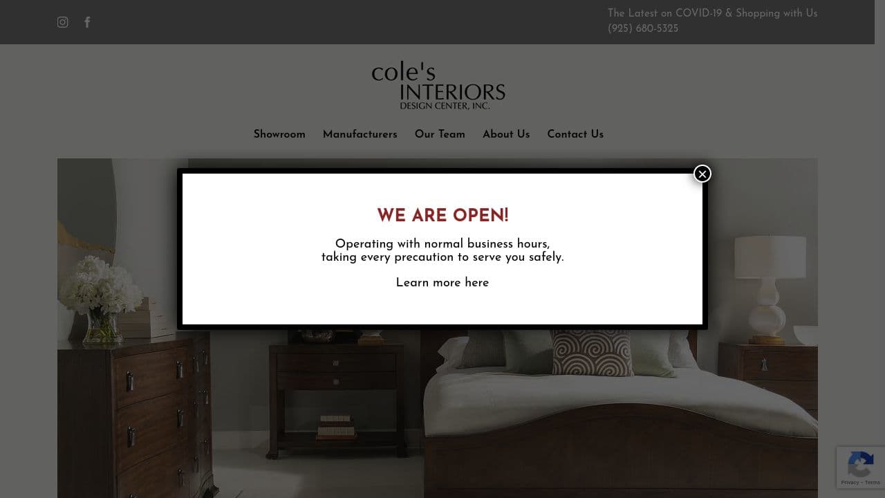 Cole's Interiors website screenshot