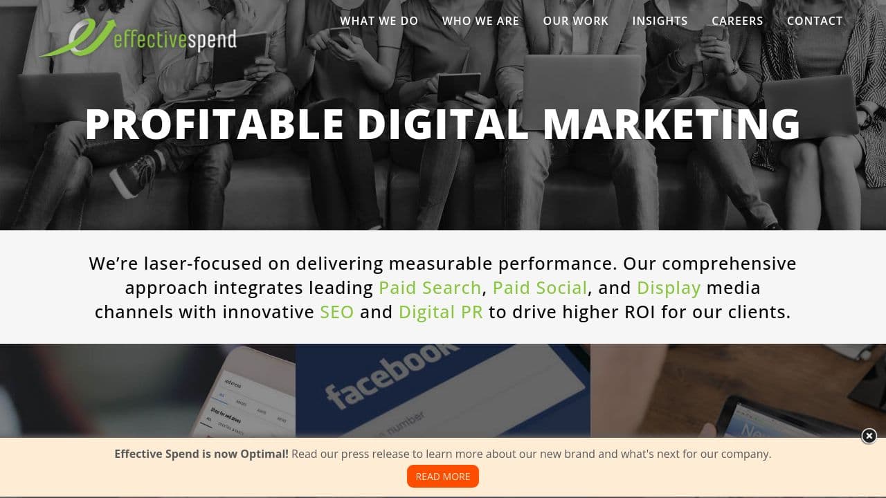 Effective Spend, an Optimal Company website screenshot