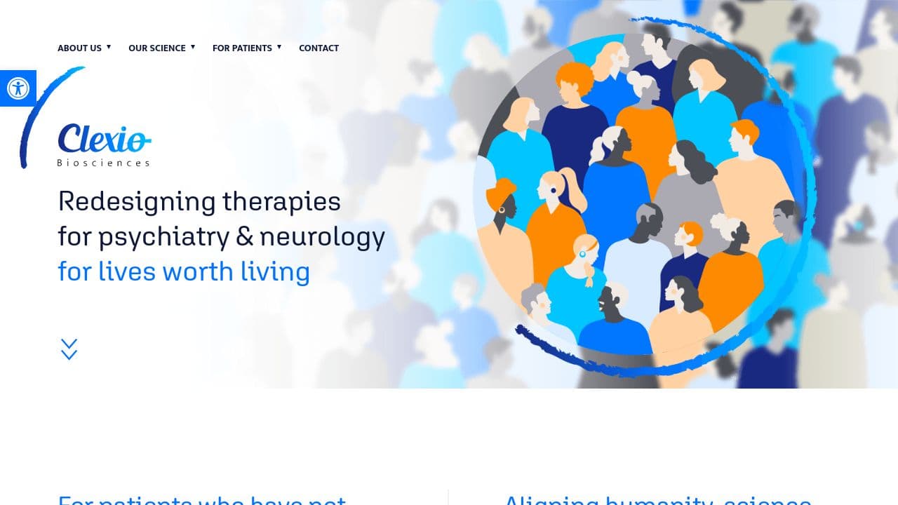 Clexio Biosciences website screenshot