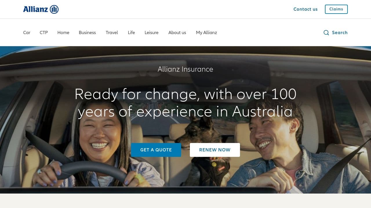Allianz Australia website screenshot