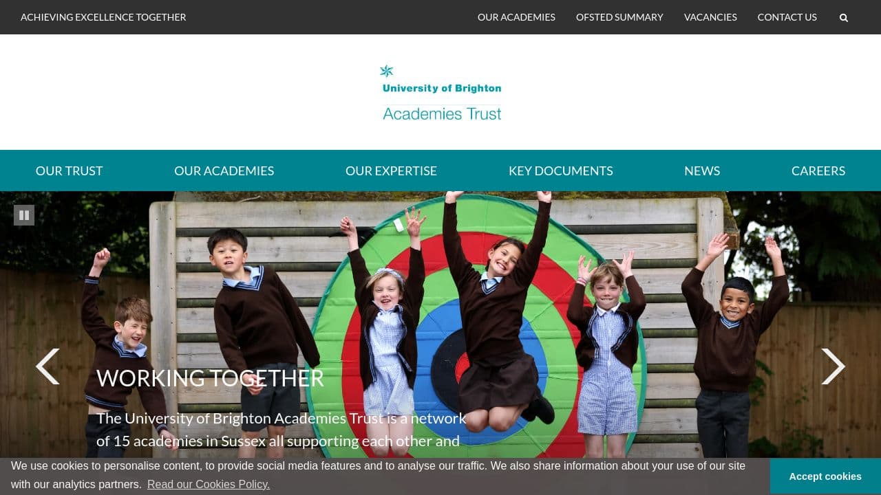 University of Brighton Academies Trust website screenshot