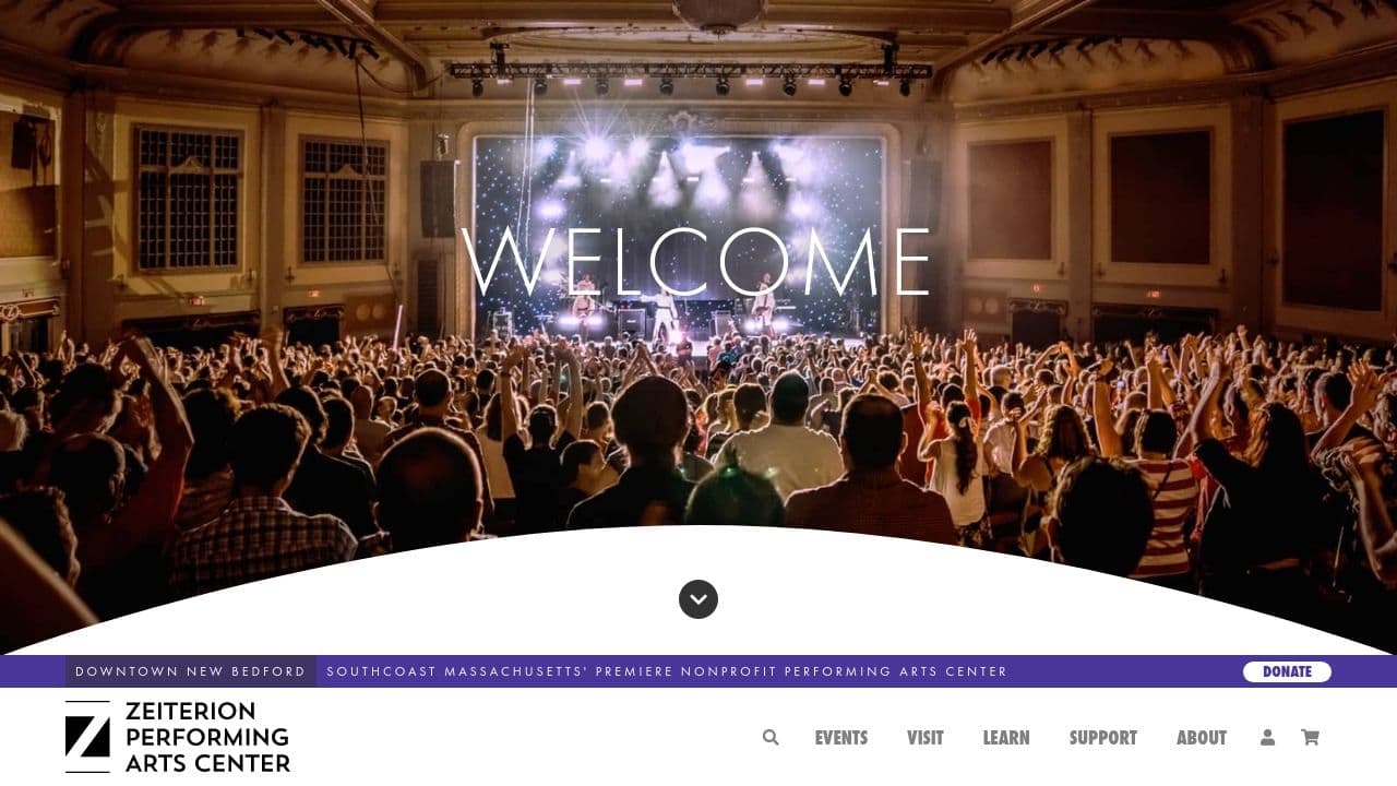 Zeiterion Performing Arts Center website screenshot