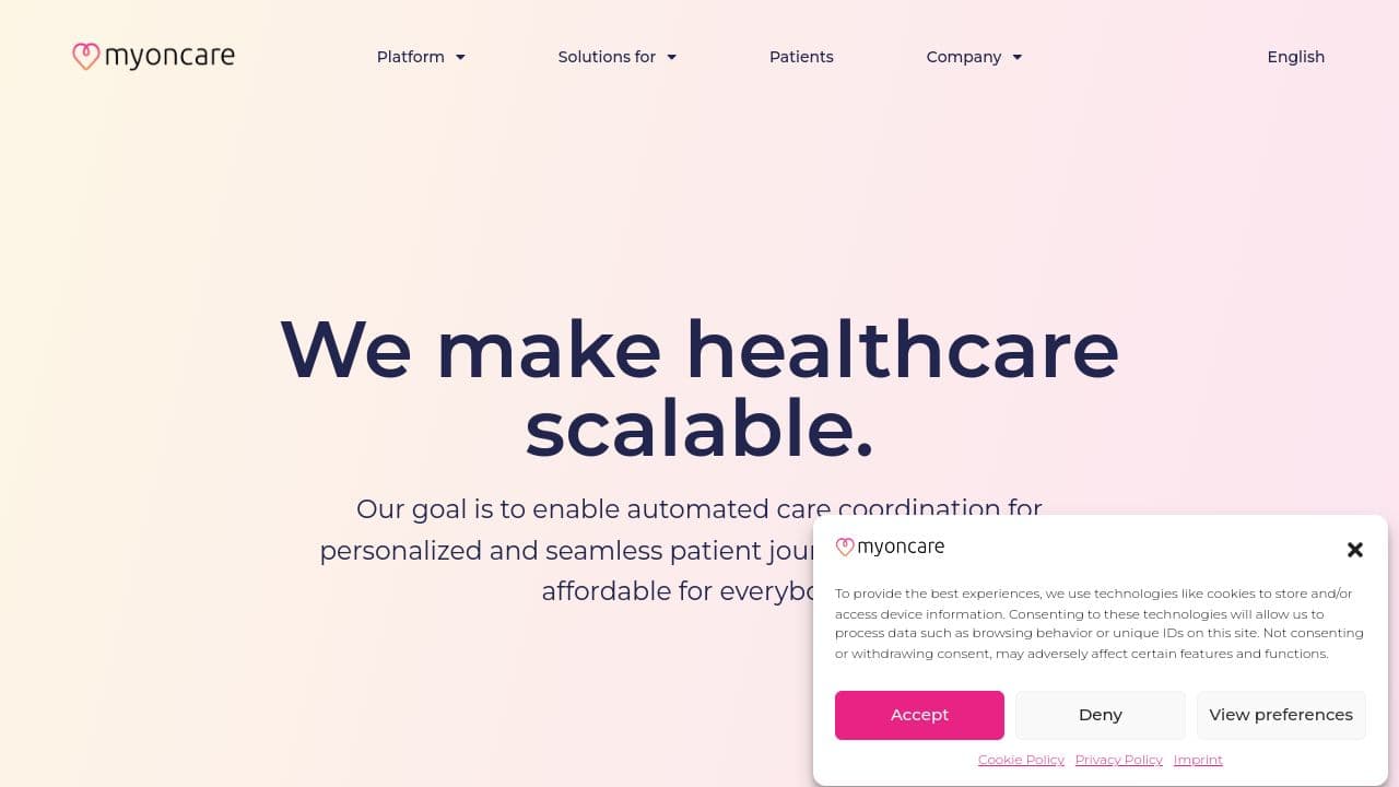 myoncare website screenshot