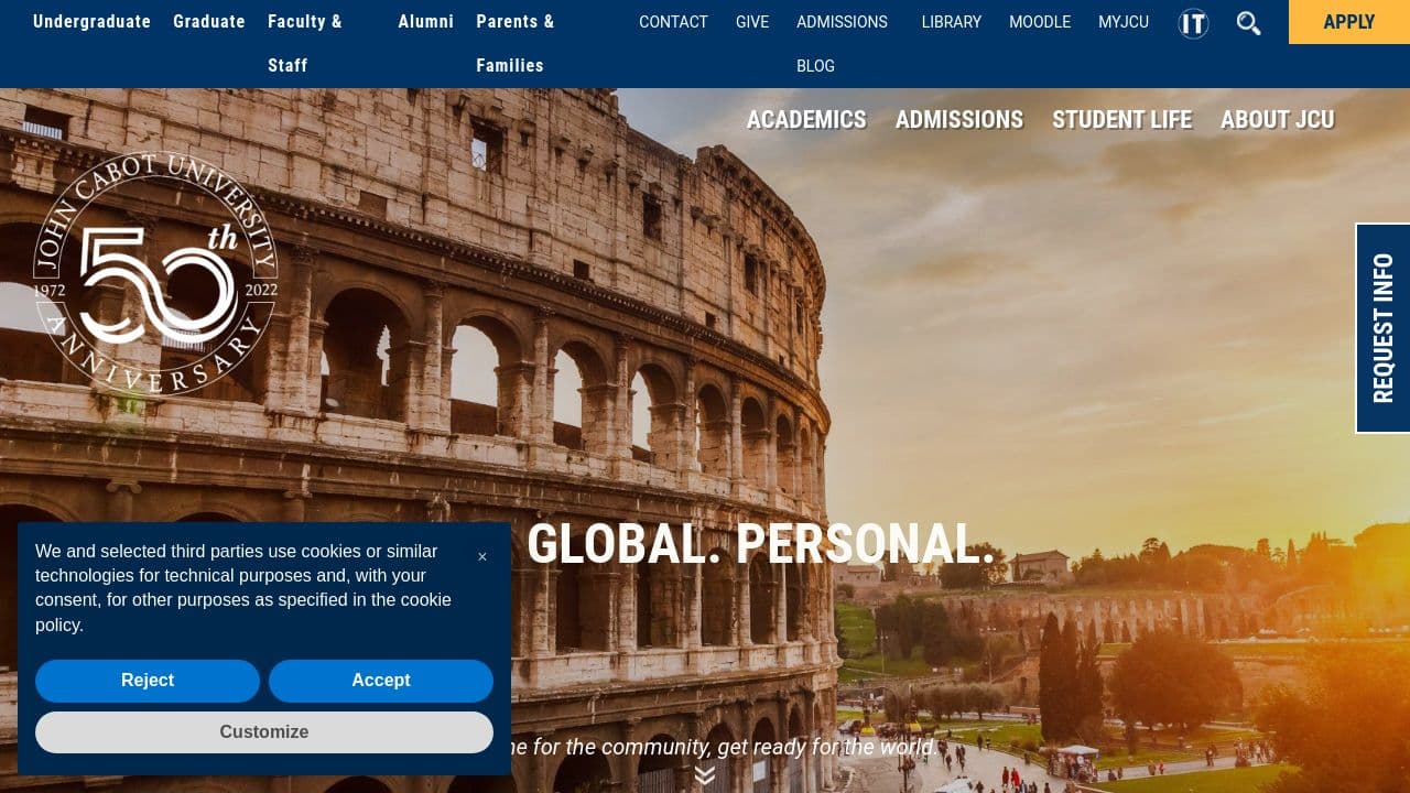 John Cabot University website screenshot