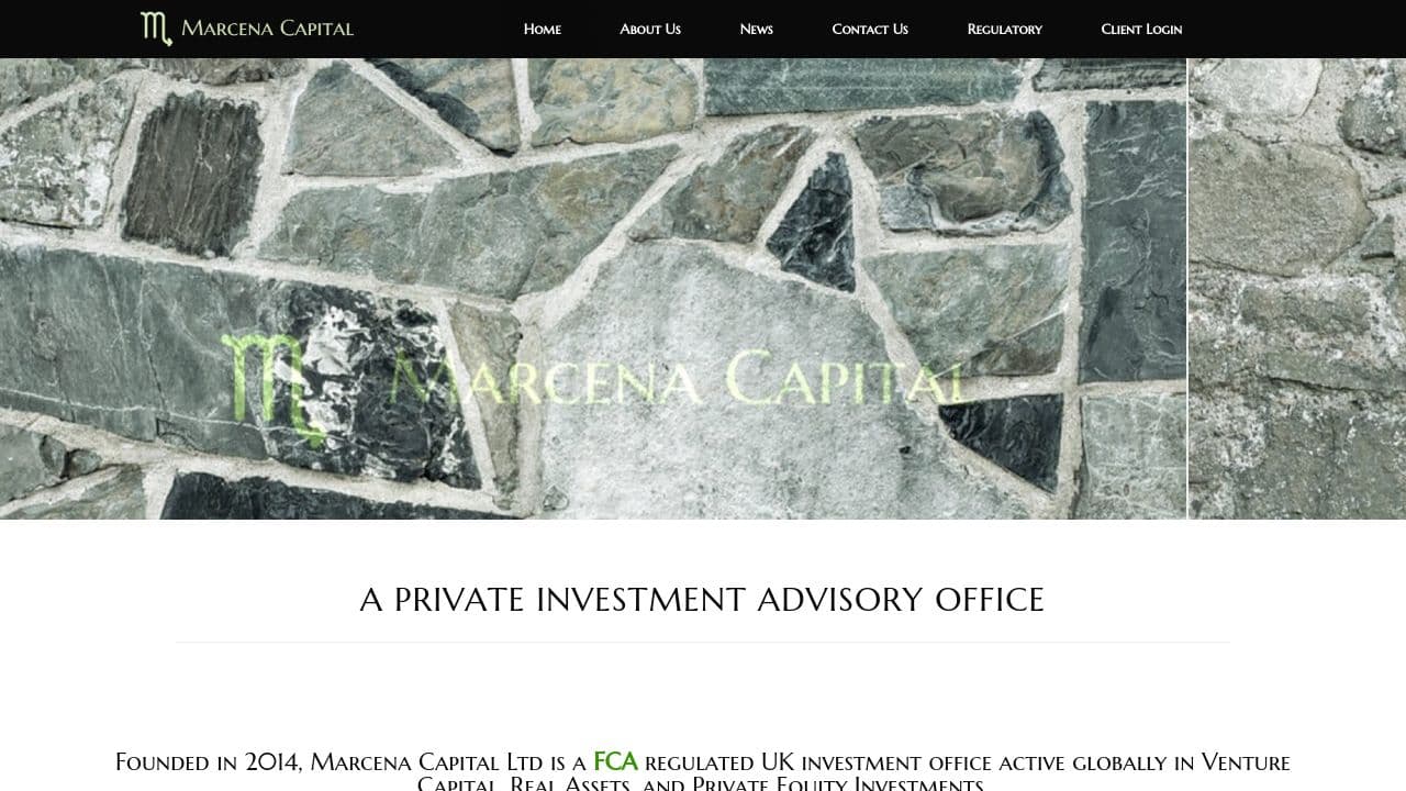 Marcena Capital Ltd website screenshot