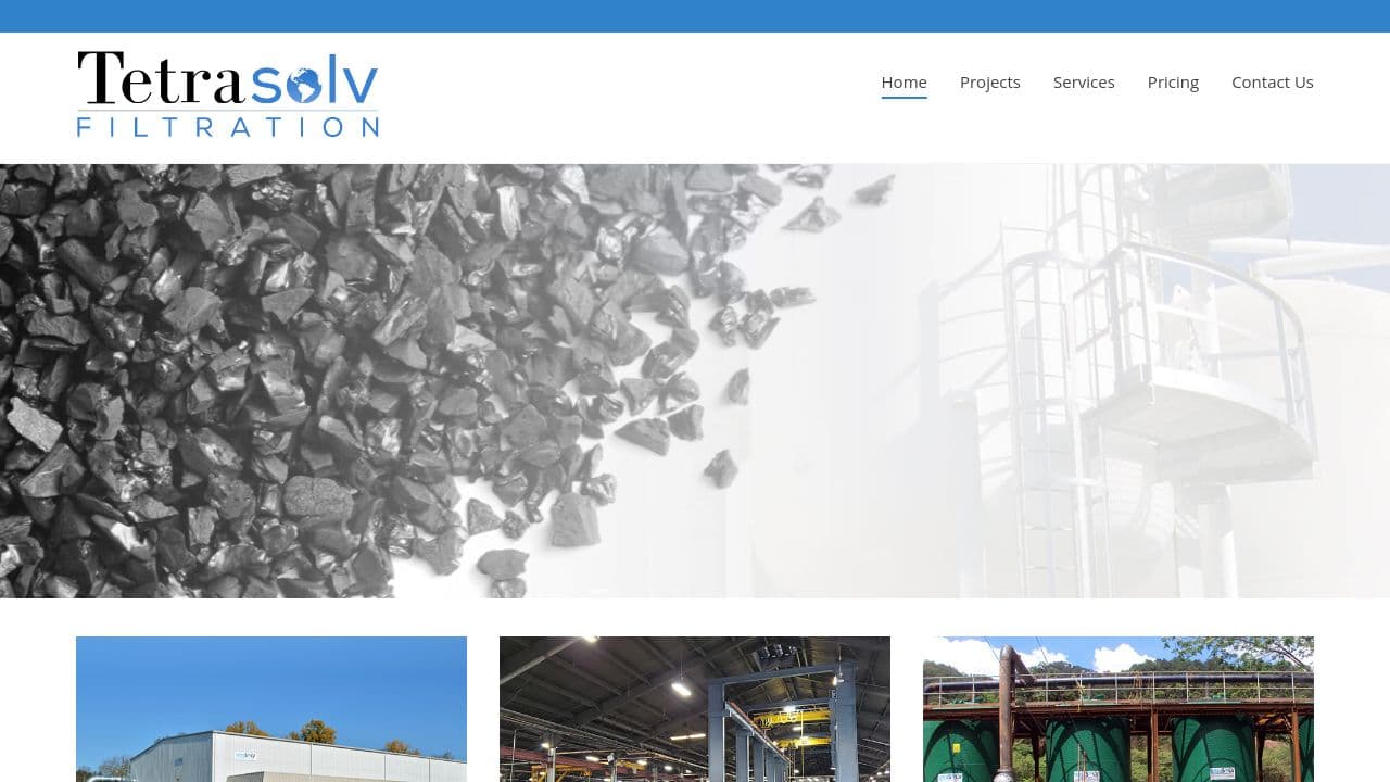 Tetrasolv Filtration Inc website screenshot