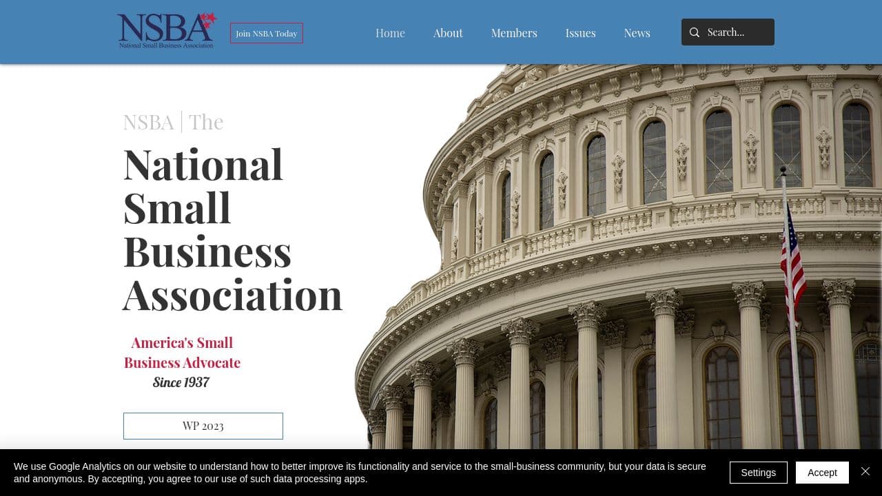 National Small Business Association website screenshot