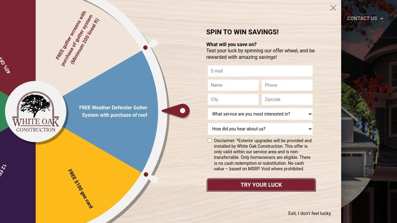 White Oak Construction website screenshot