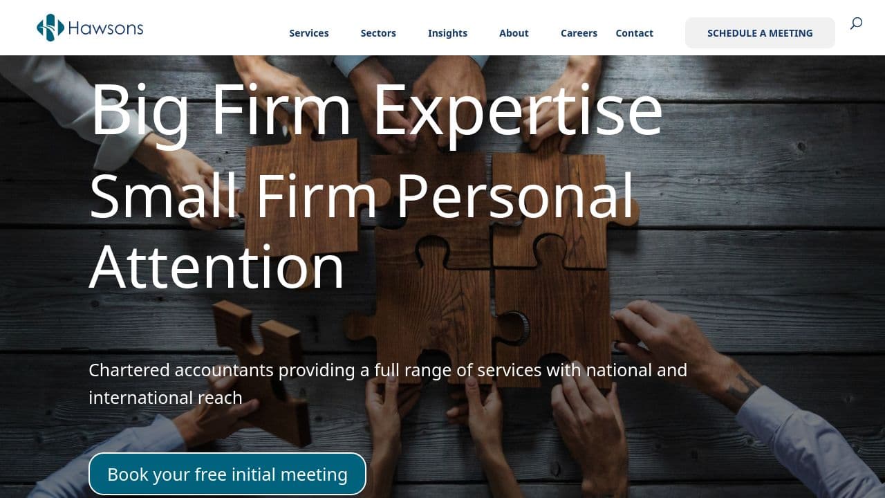 Hawsons Chartered Accountants website screenshot