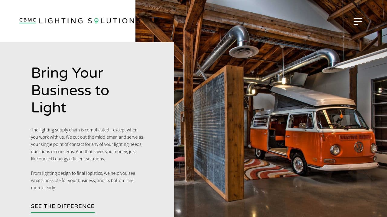  CBMC Lighting Solutions website screenshot
