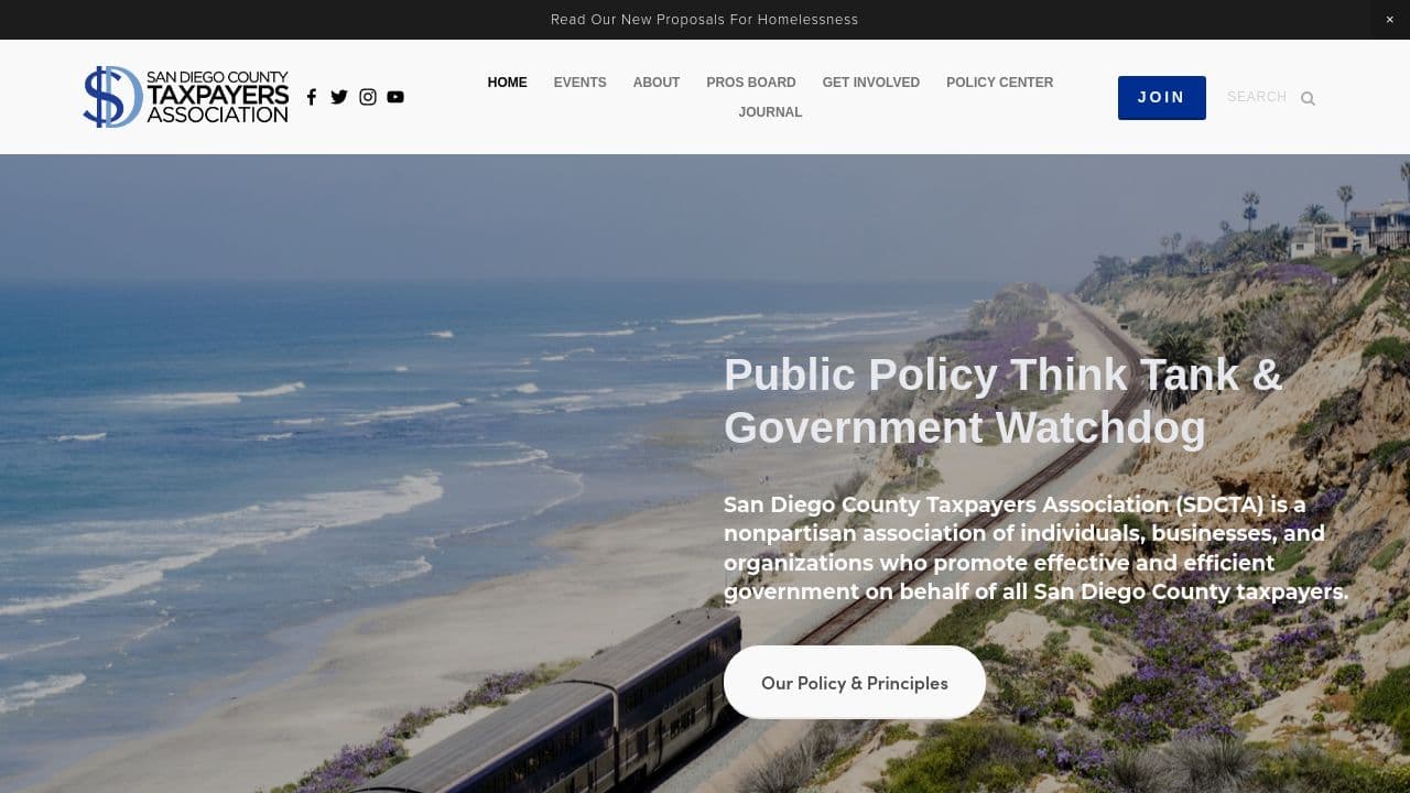 San Diego County Taxpayers Association website screenshot