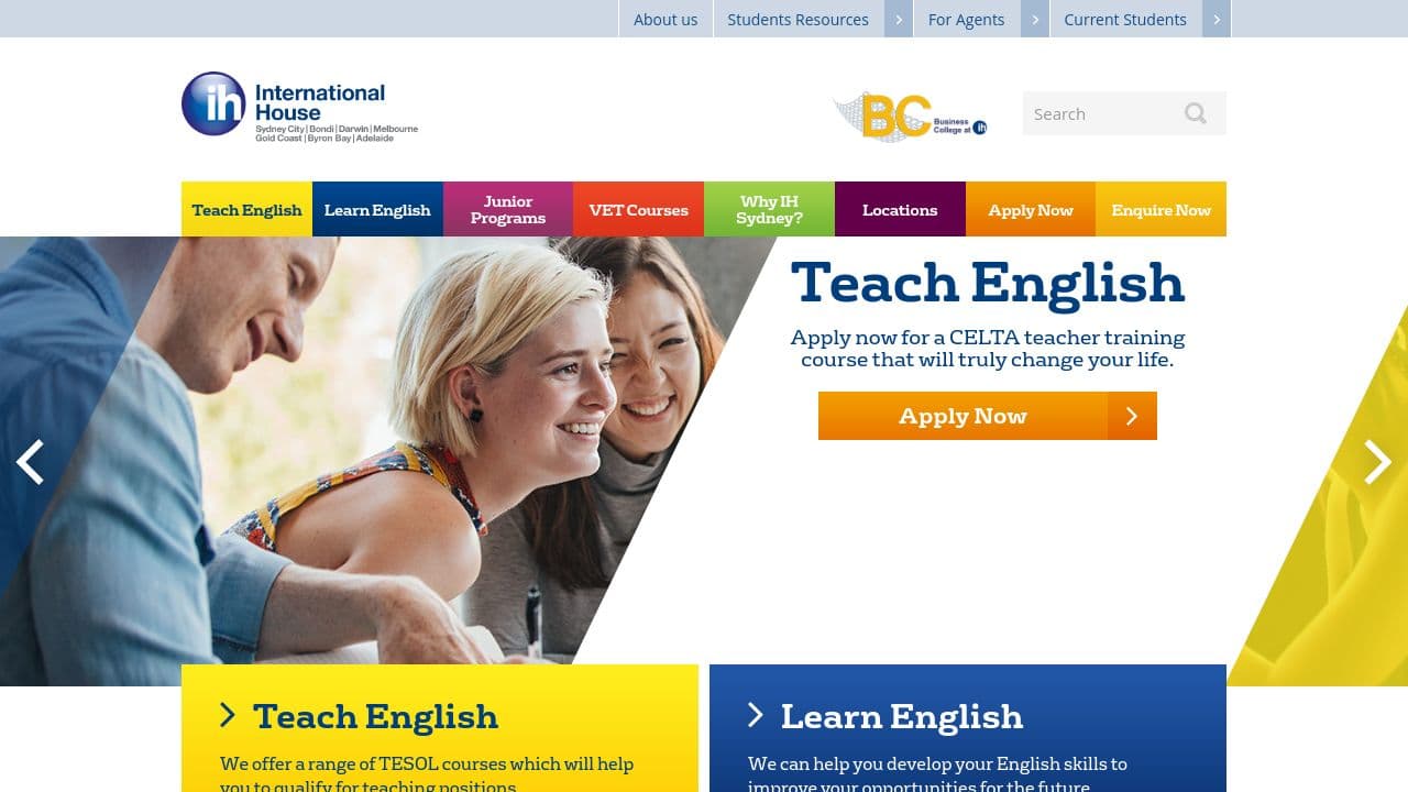 IH Sydney Training Services website screenshot