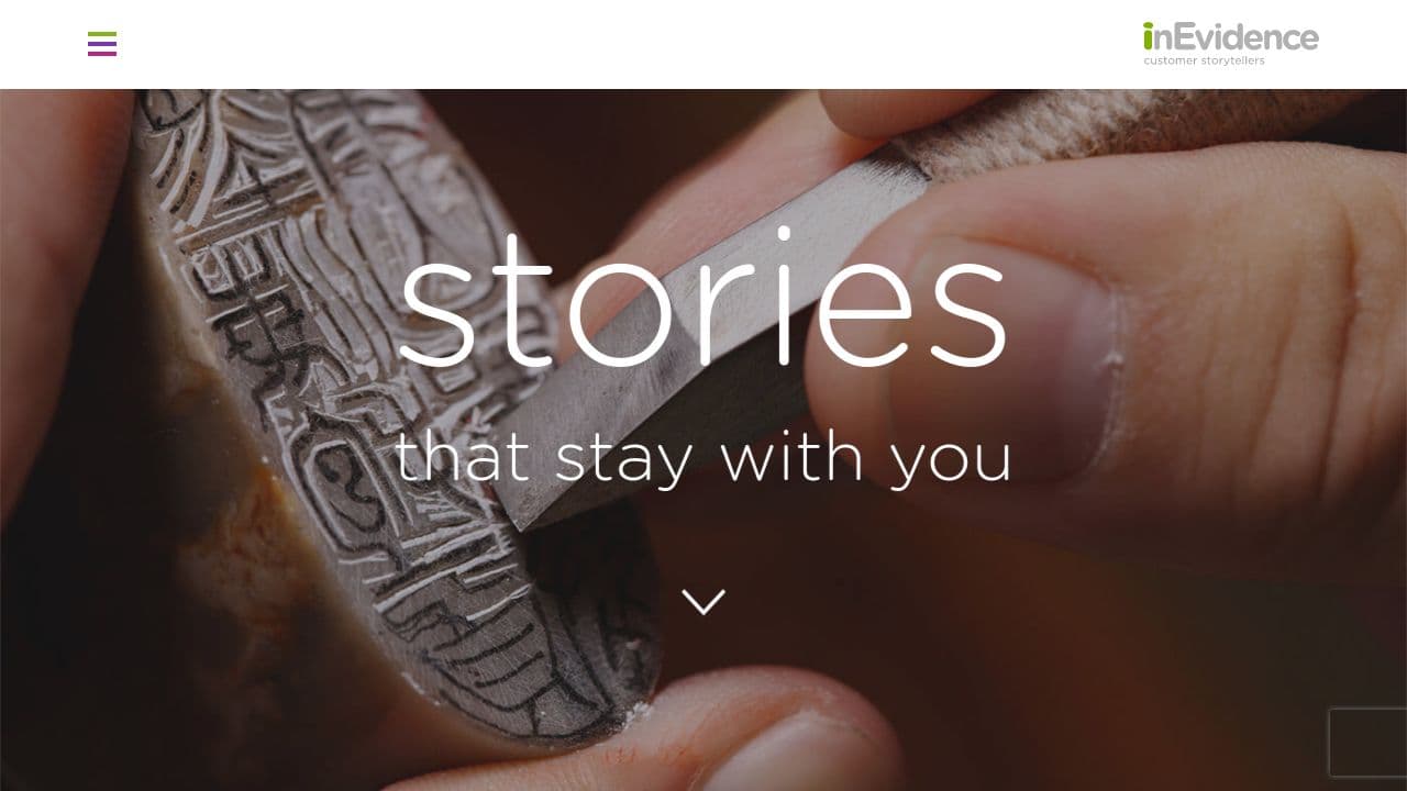 inEvidence - customer storytellers website screenshot