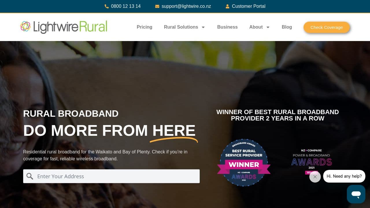 Lightwire Rural website screenshot