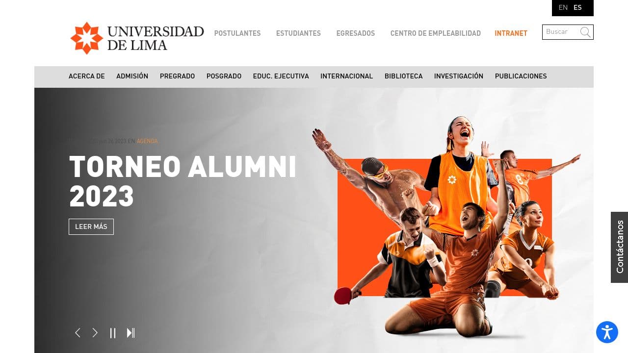 Universidad de Lima website screenshot