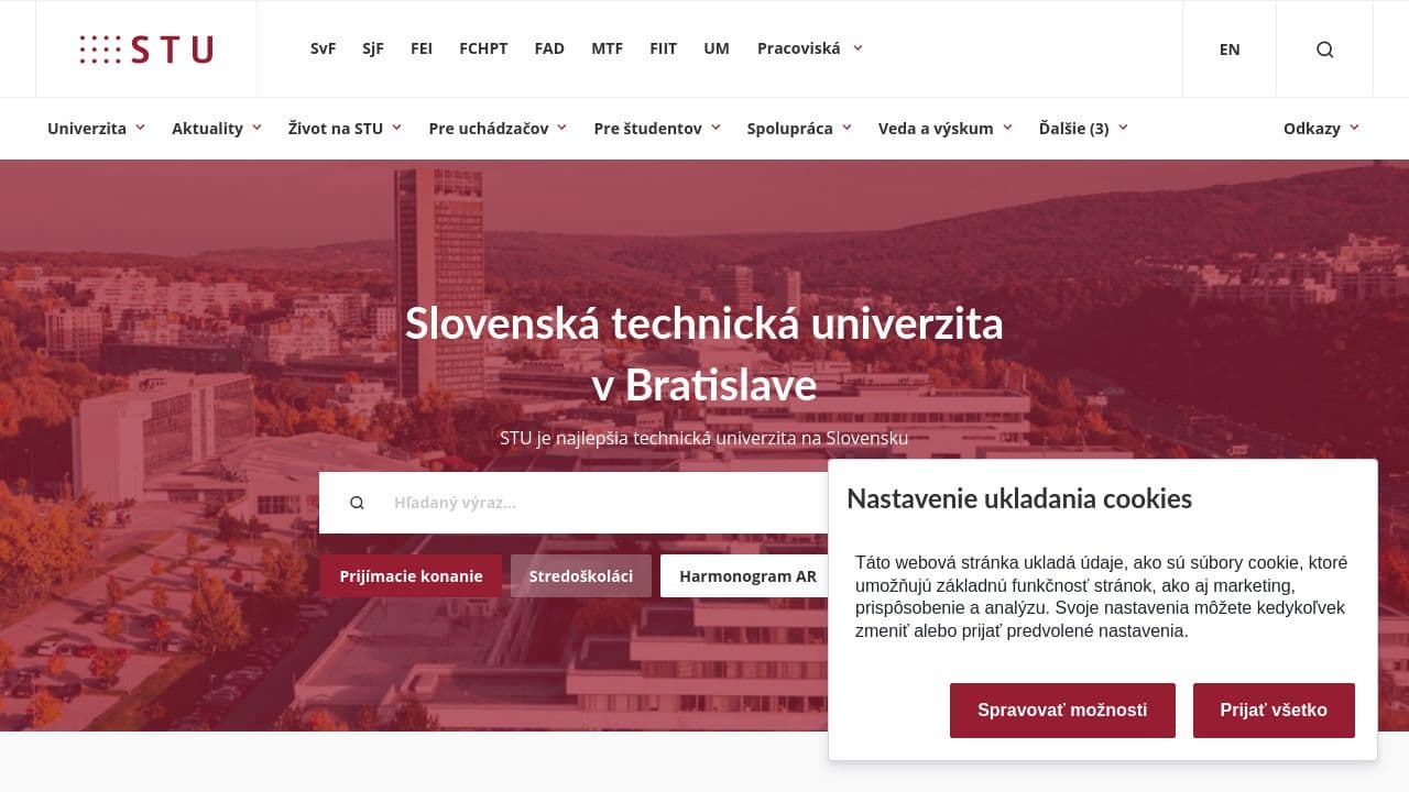 Faculty of Informatics and Information Technologies, Slovak University of Technology website screenshot