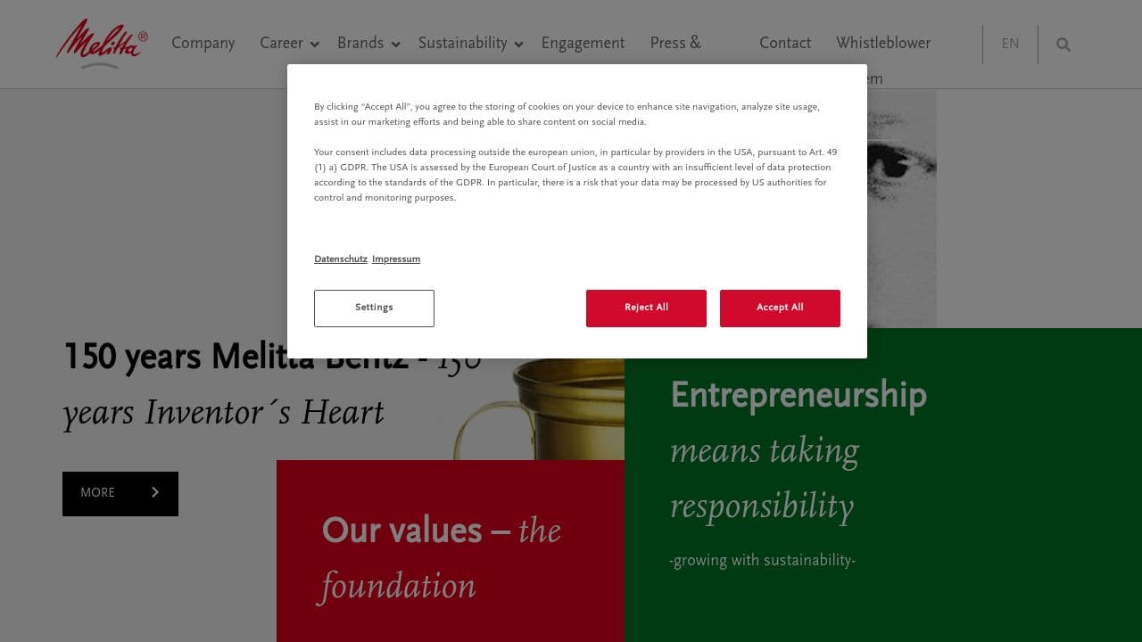 Melitta Group website screenshot