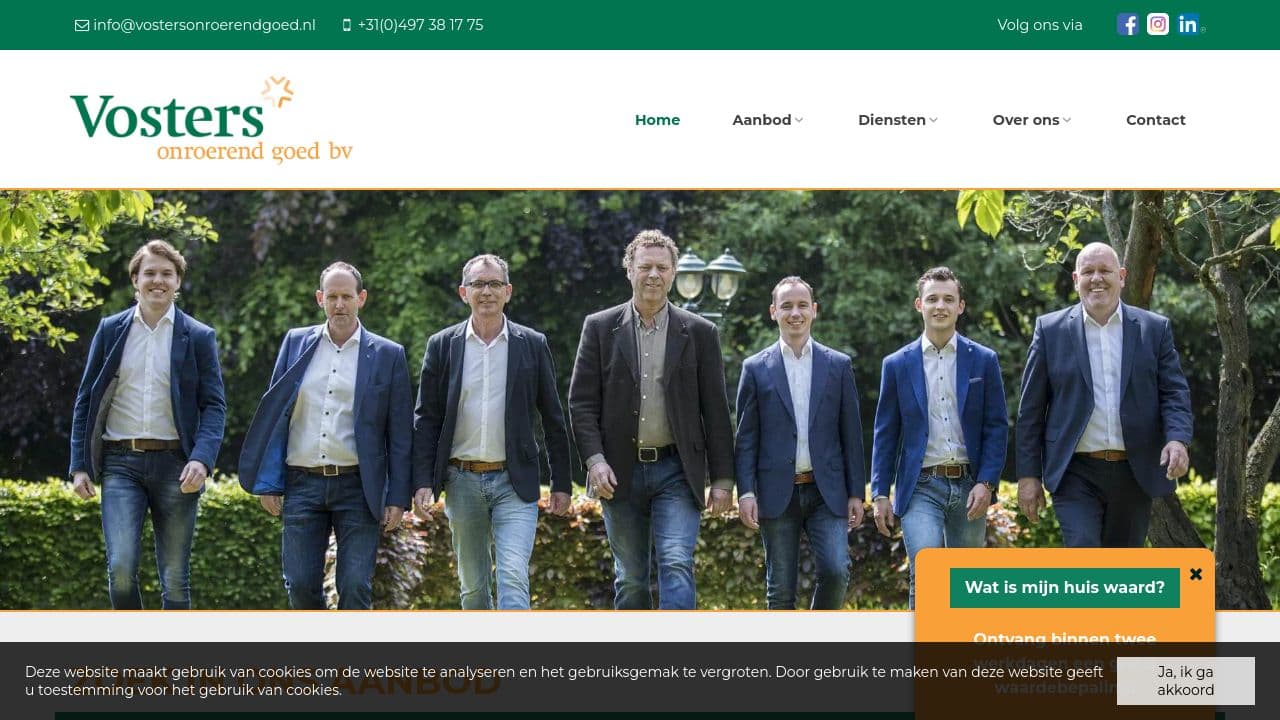 Vosters Onroerend Goed bv website screenshot