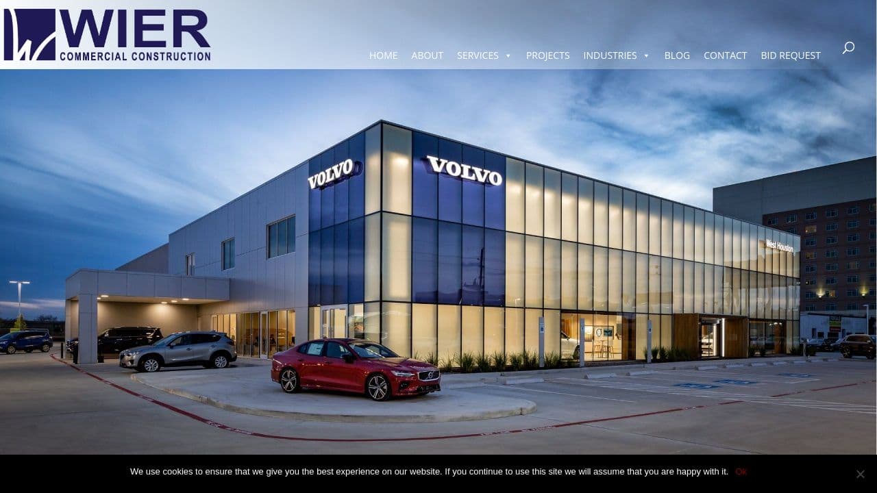 wier commercial construction website screenshot