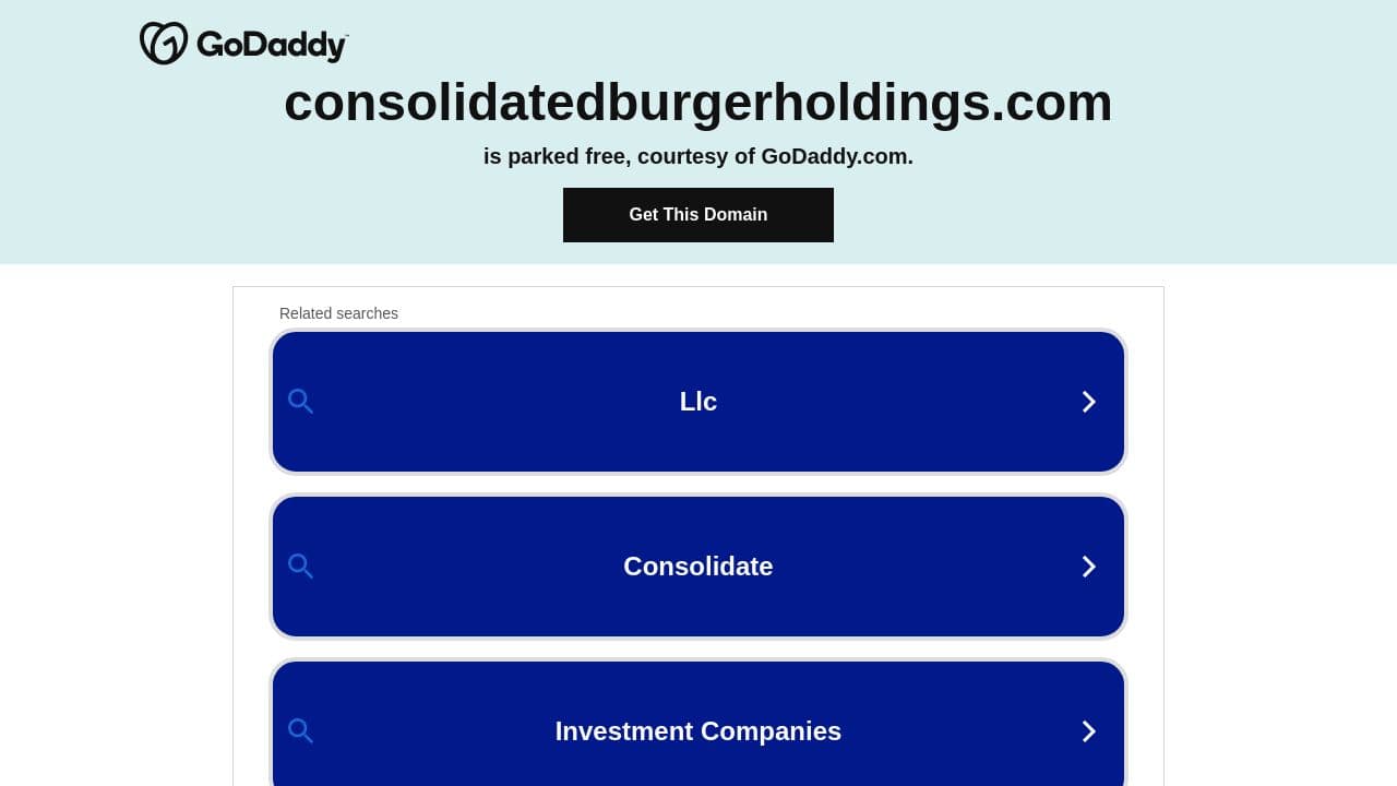 Consolidated Burger Holdings website screenshot