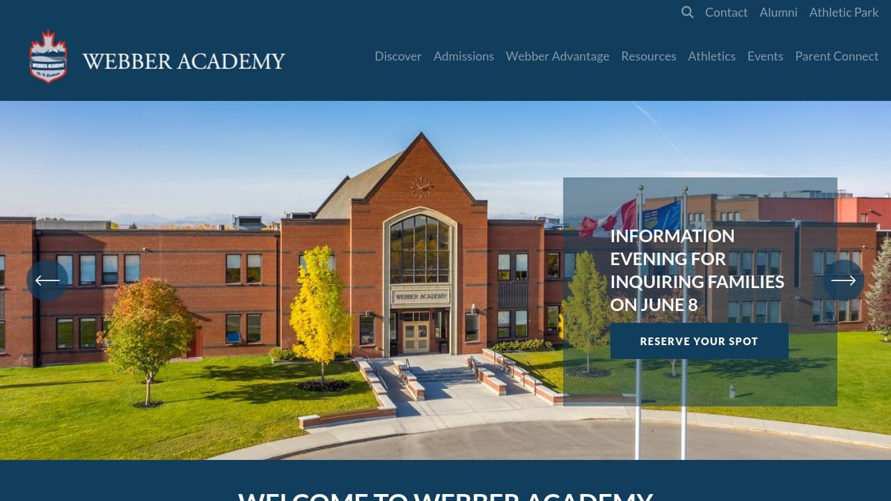 Webber Academy website screenshot