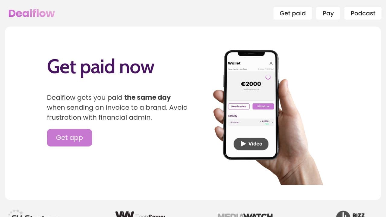 Dealflow - Invoicing website screenshot