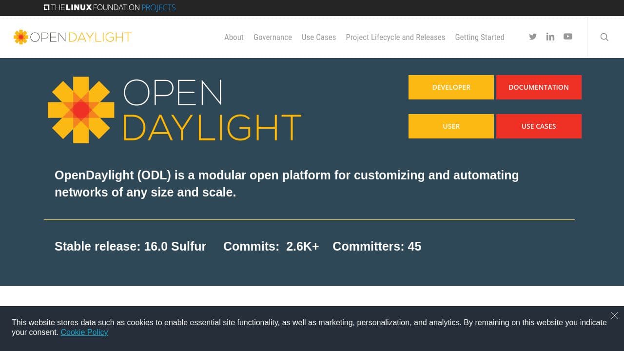 OpenDaylight Project website screenshot