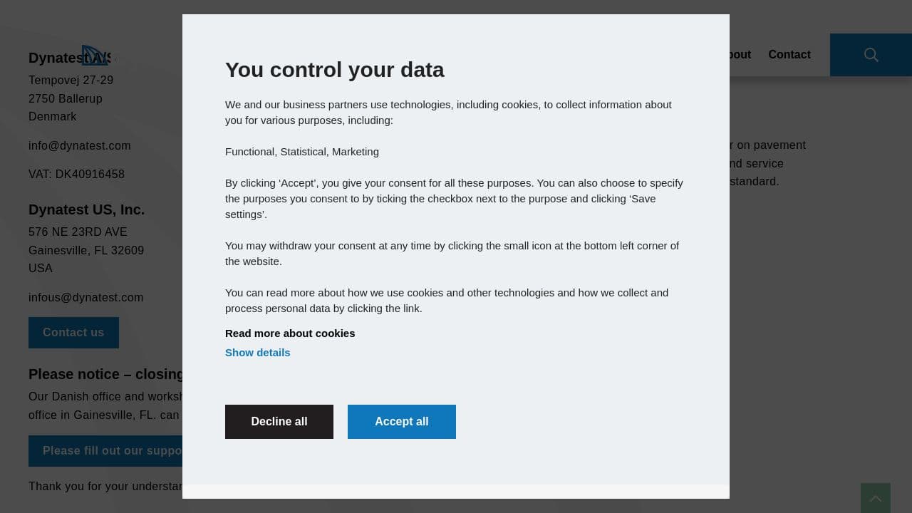 Dynatest website screenshot