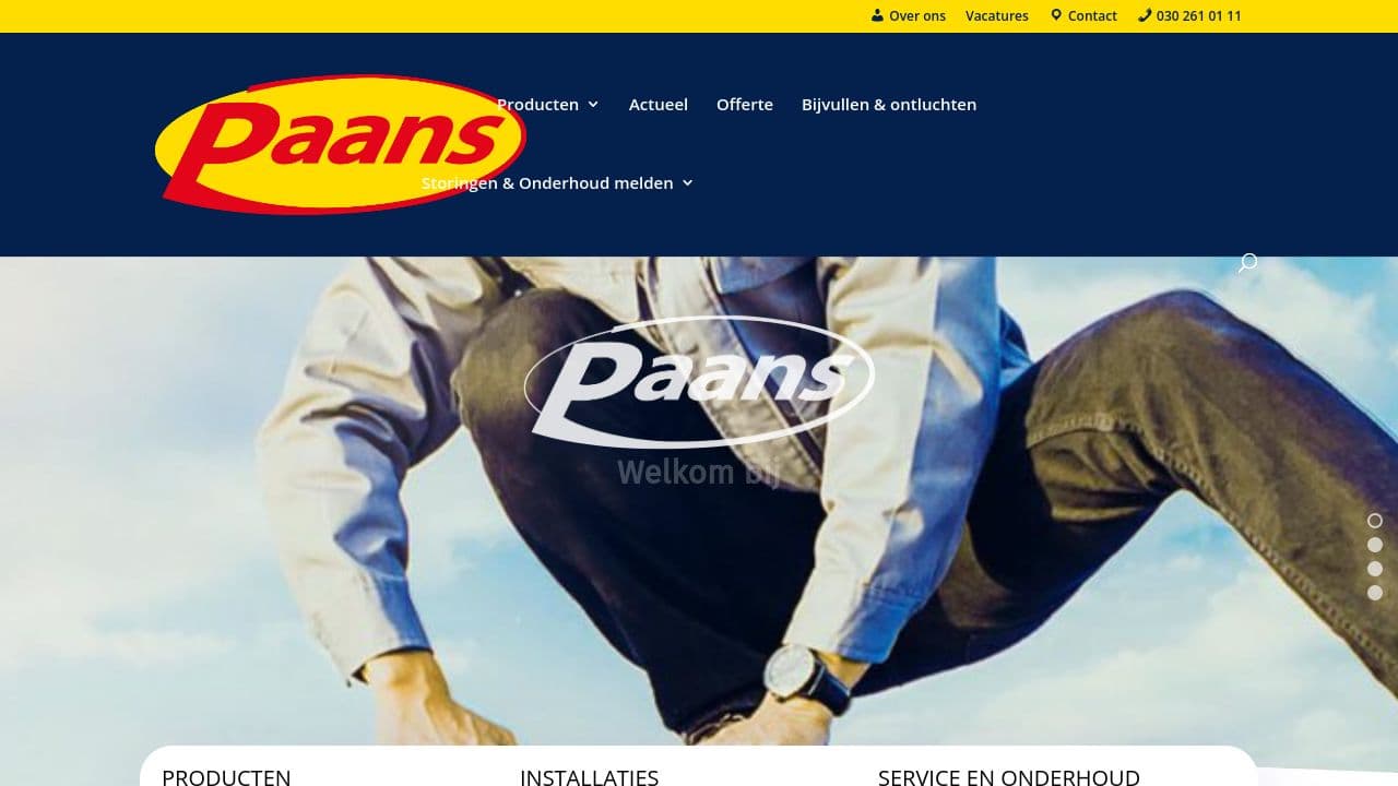 Paans Installatiebedrijven BV website screenshot