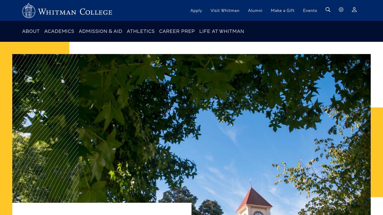 Whitman College website screenshot