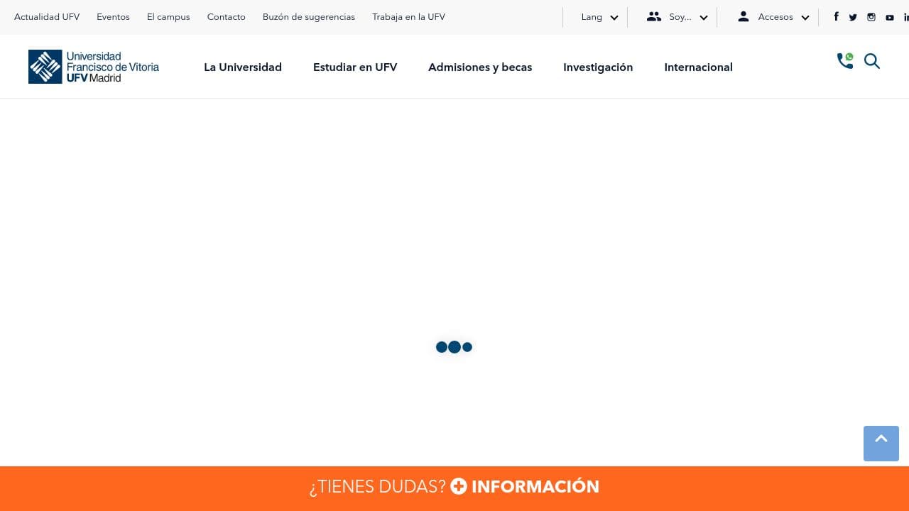 Universidad Francisco de Vitoria website screenshot