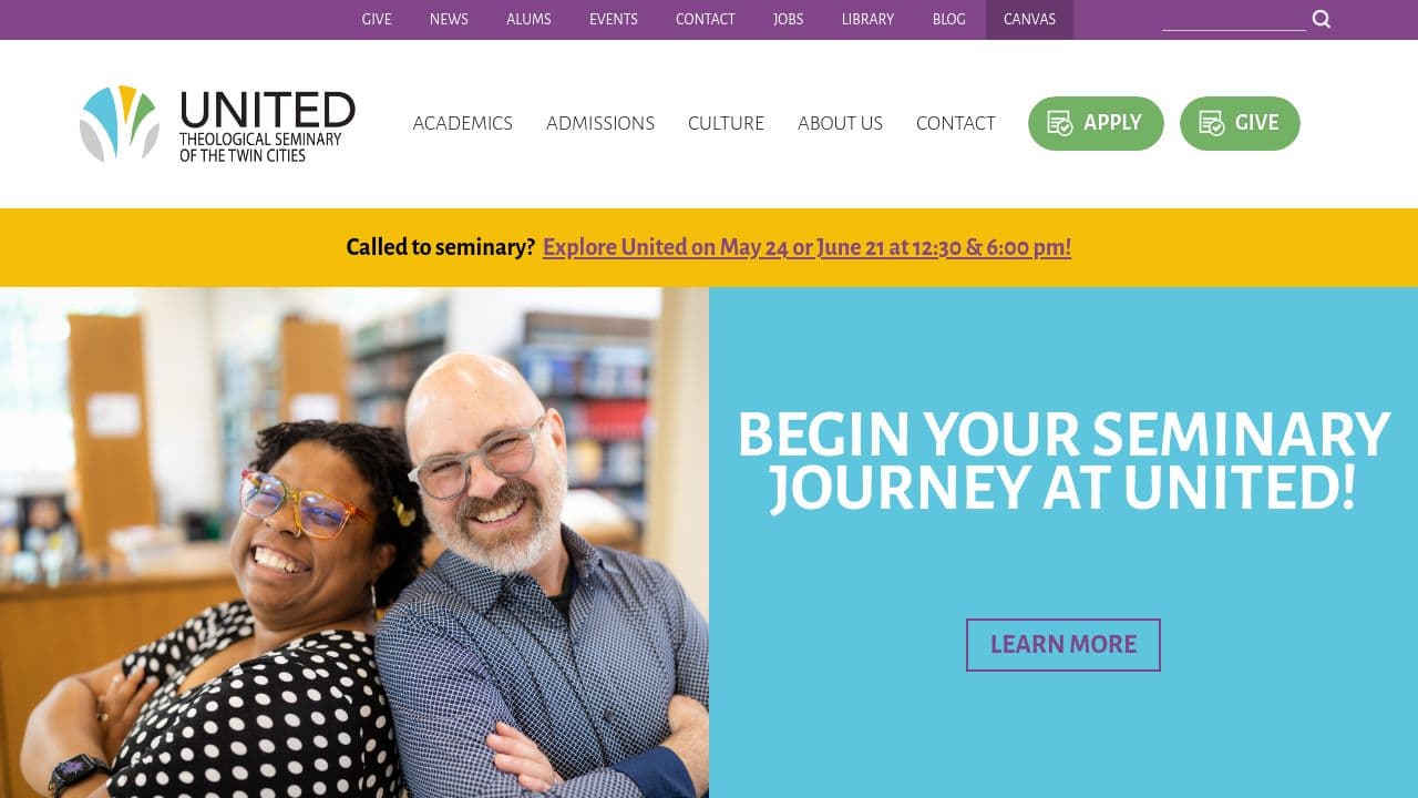 United Theological Seminary of the Twin Cities website screenshot