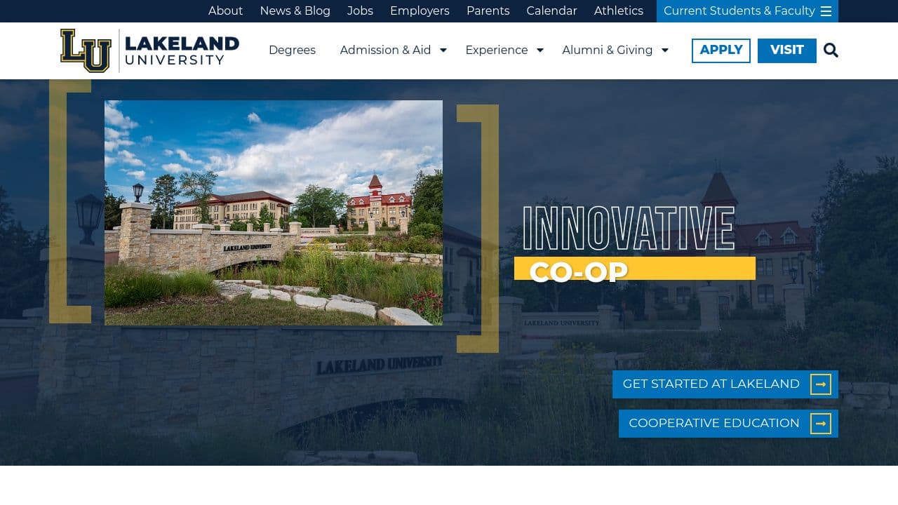 Lakeland University website screenshot
