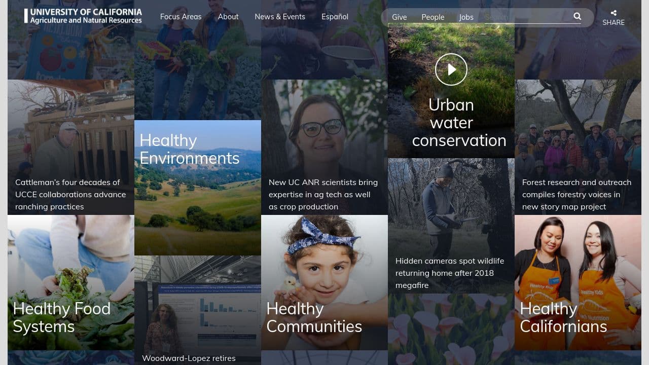 University of California Cooperative Extension website screenshot