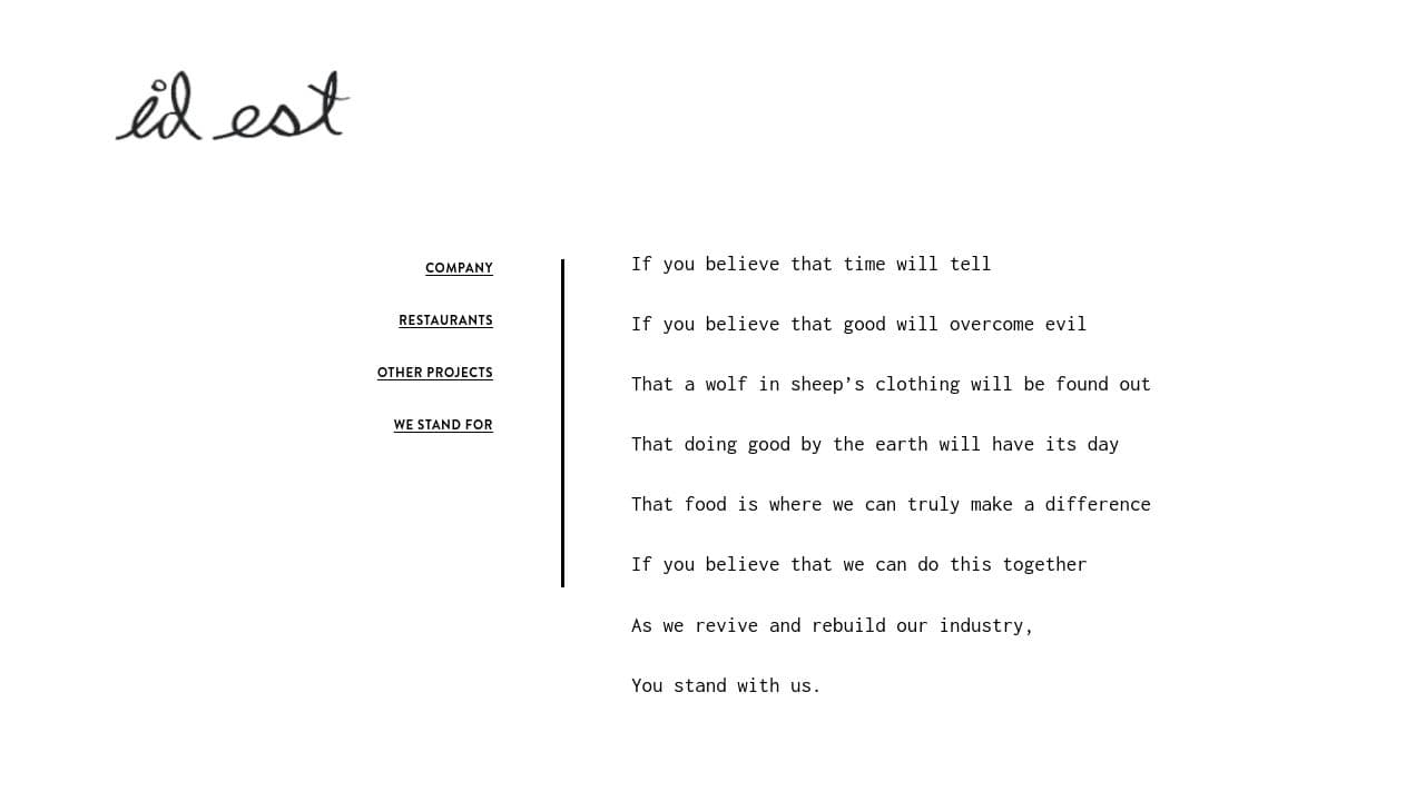 Id Est Hospitality Group website screenshot