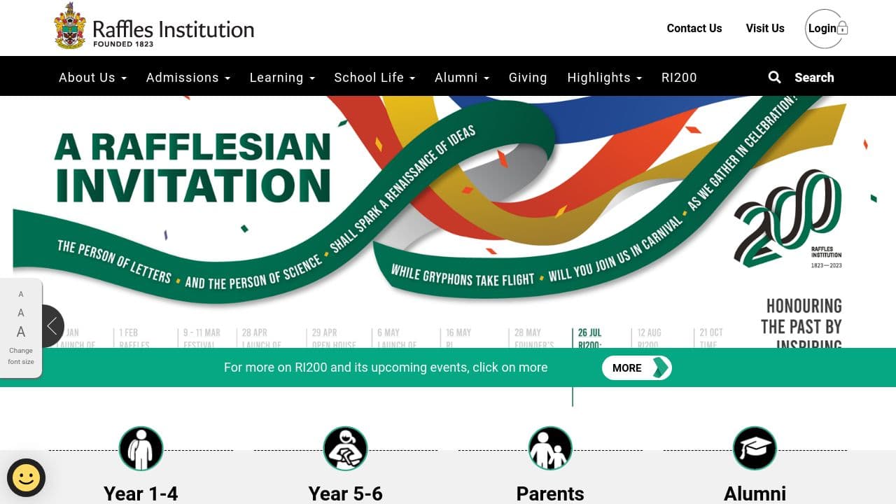 Raffles Institution website screenshot
